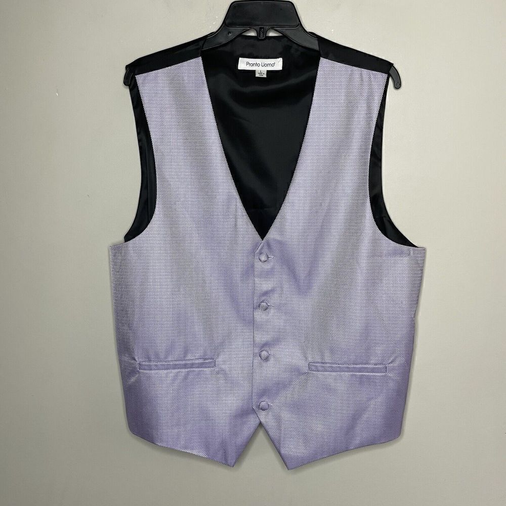 PRONTO UOMO Mens Purple 4-Button Vest EUC Sz L Button-Up Formal Wedding